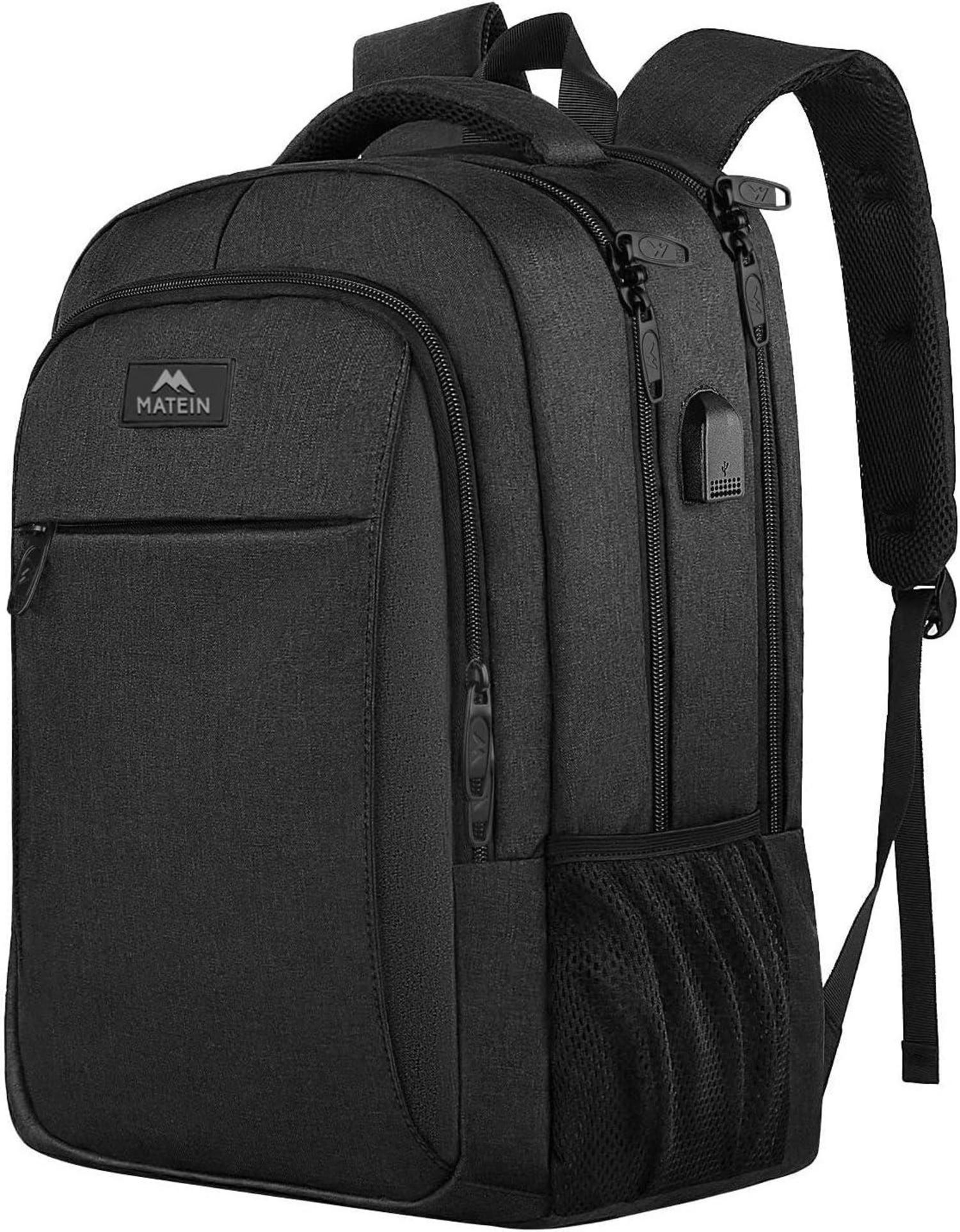 Business Laptop Rucksack 15,6 Zoll USB Ladeanschluss Schwarz