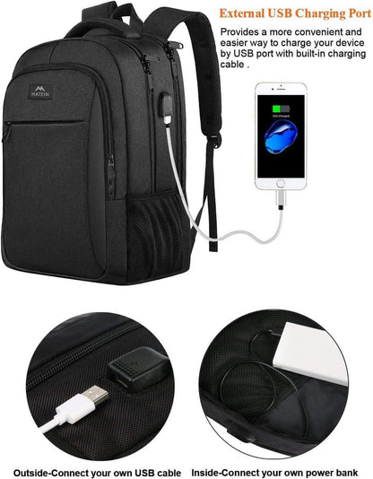 Business Laptop Rucksack 15,6 Zoll USB Ladeanschluss Schwarz