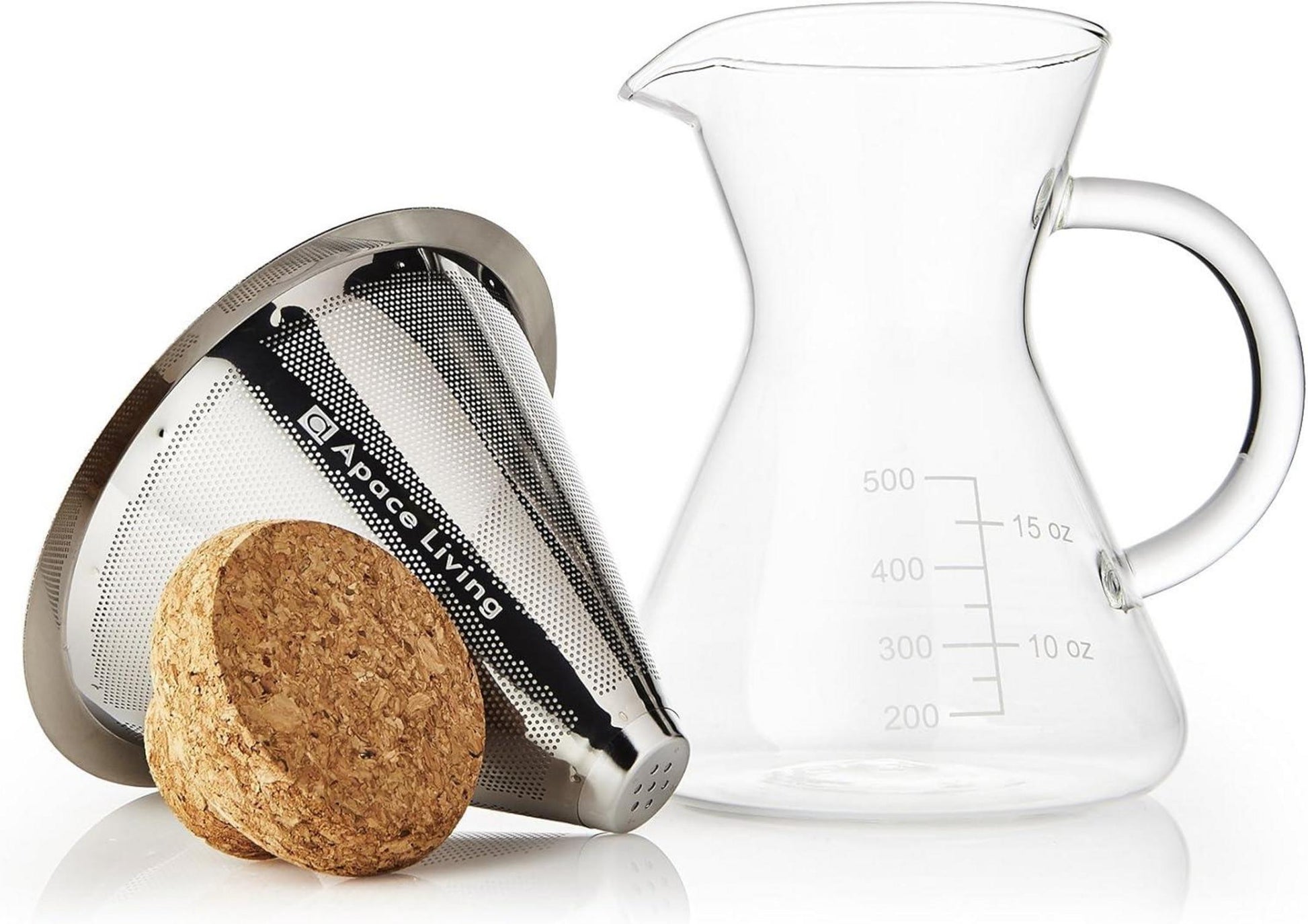 SultryBrew Pour Over Kaffeebereiter Glaskaraffe Edelstahlfilter 500ML