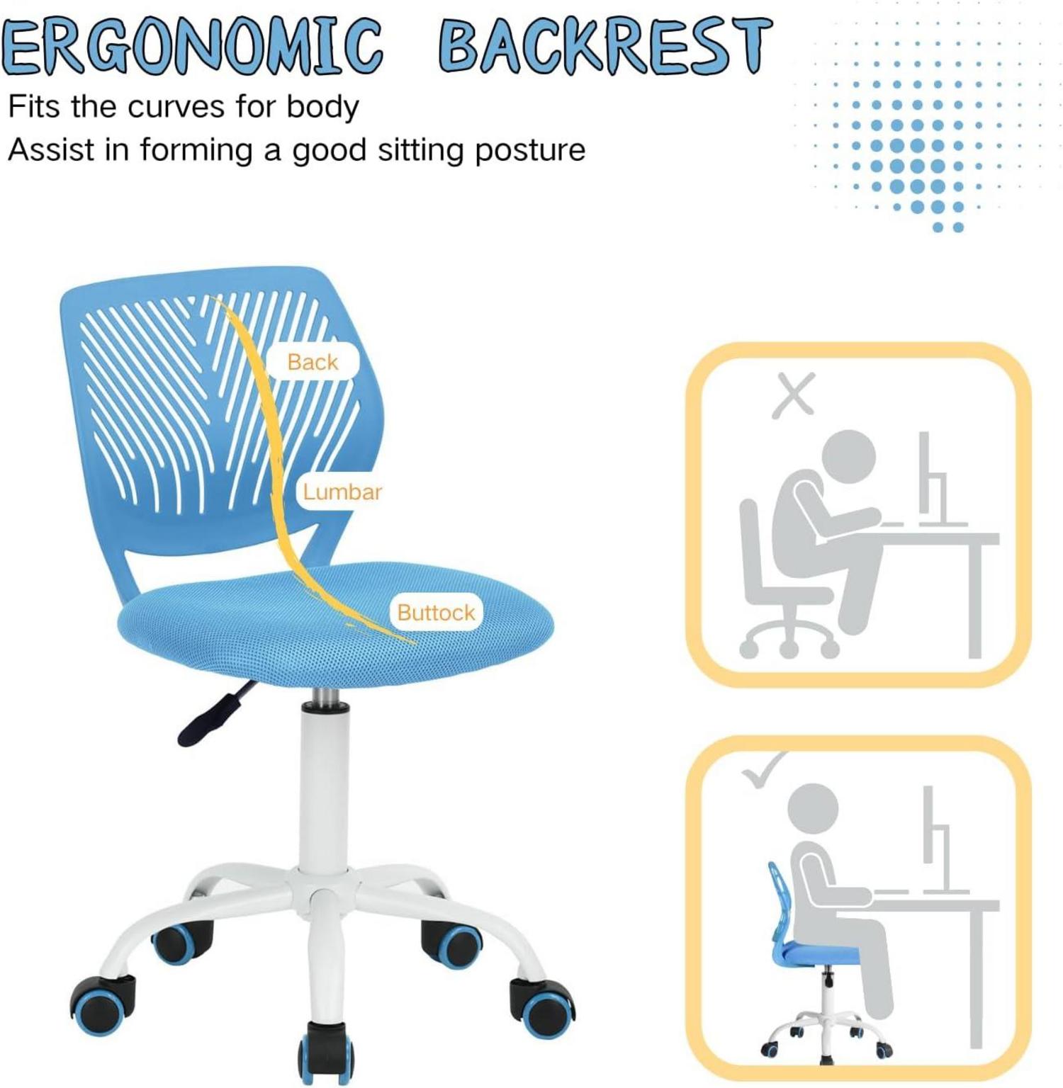 Schreibtischstuhl Verstellbarer Bürostuhl Stoffsitz Ergonomisch Blau
