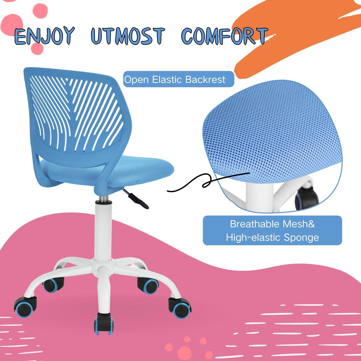 Homy Casa Bürostuhl Blau ergonomisch verstellbar drehbar Stoffsitz