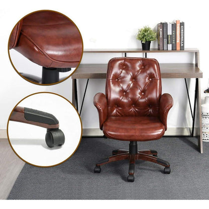 Ergonomischer Chefsessel Bürostuhl PU-Leder drehbar Rollen