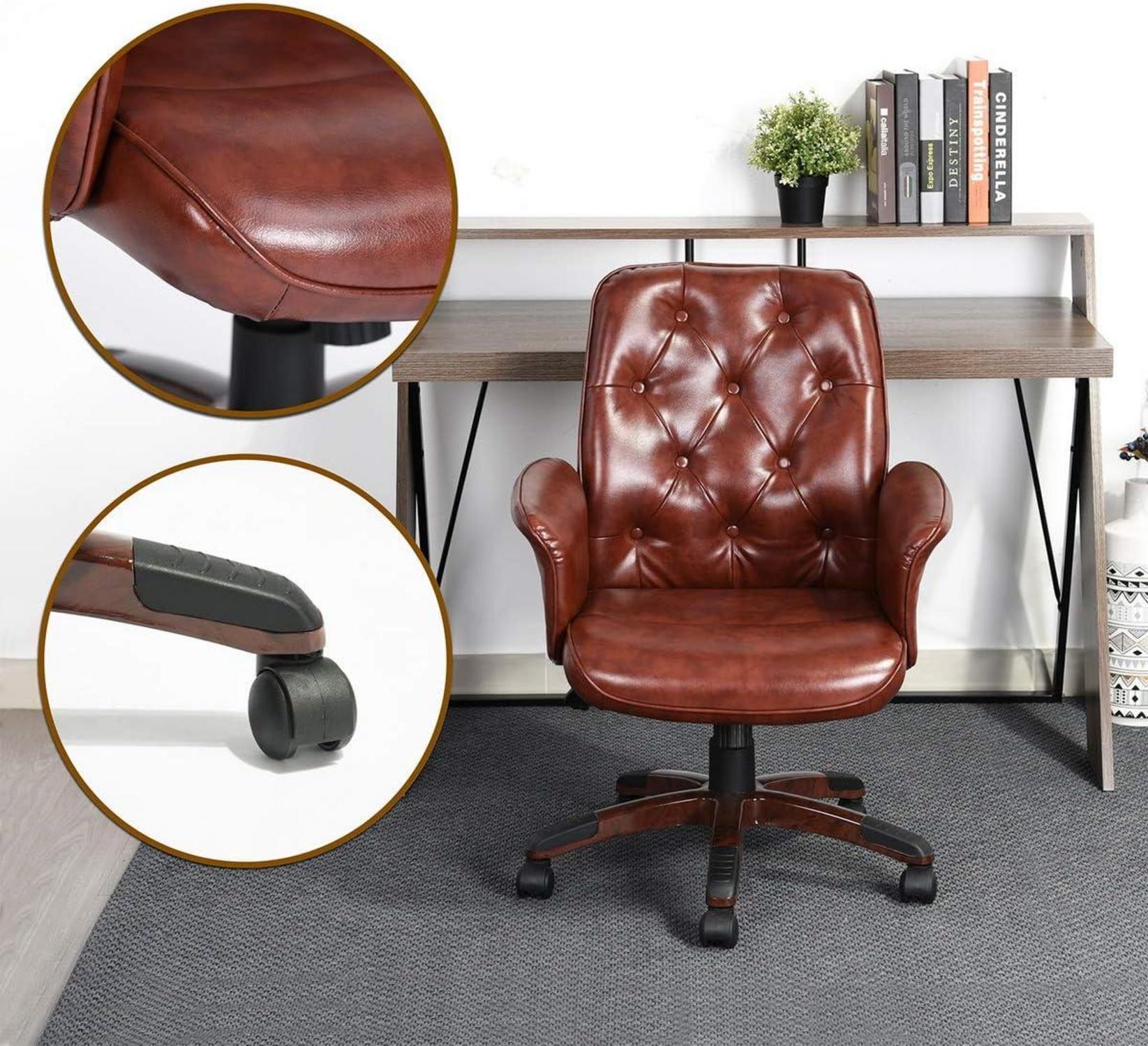 Brauner Ergonomischer Relaxsessel mit Rollen und verstellbarer Höhe