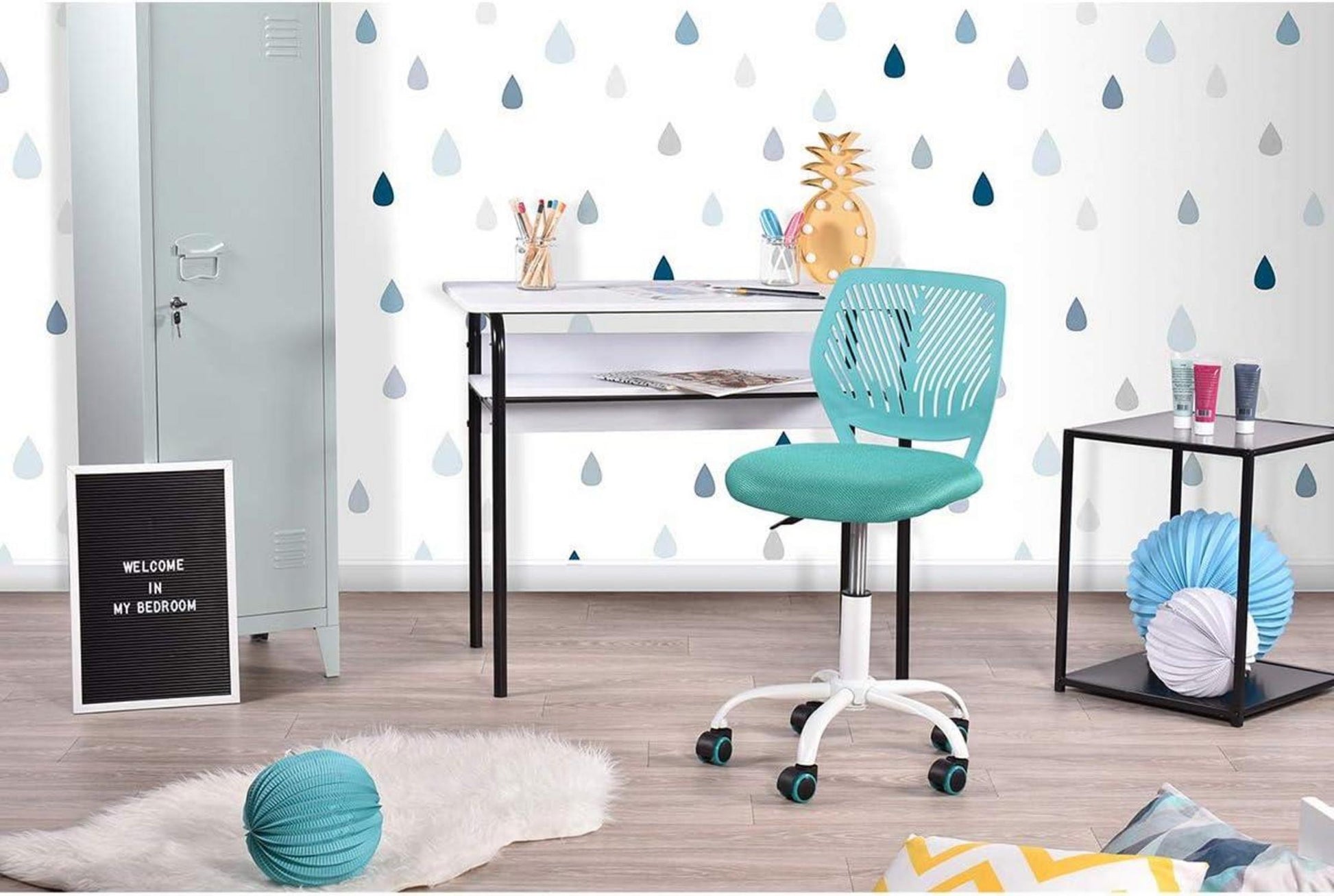 Homy Casa Türkis Grün Schreibtischstuhl Ergonomisch Verstellbar Bürostuhl