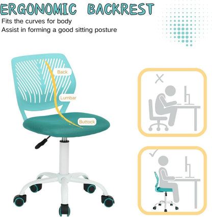 Ergonomischer Schreibtischstuhl Türkis Grün Bürostuhl Stoffsitz