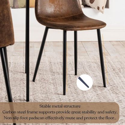 4er Set Esszimmerstühle Vintage Wildleder Schwarz Stahlbeine