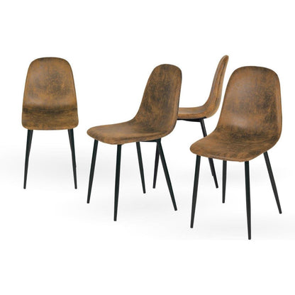 4er Set Esszimmerstühle Vintage Wildleder Schwarz Stahlbeine