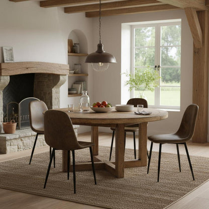 4er Set Esszimmerstühle Vintage Wildleder Schwarz Stahlbeine