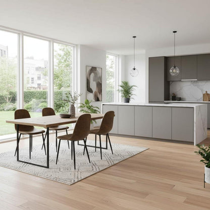 4er Set Esszimmerstühle Vintage Wildleder Schwarz Stahlbeine