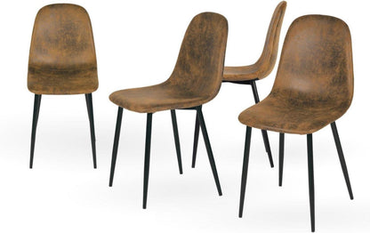 4er Set Esszimmerstühle Vintage Wildledersitz mit Stahlbeinen
