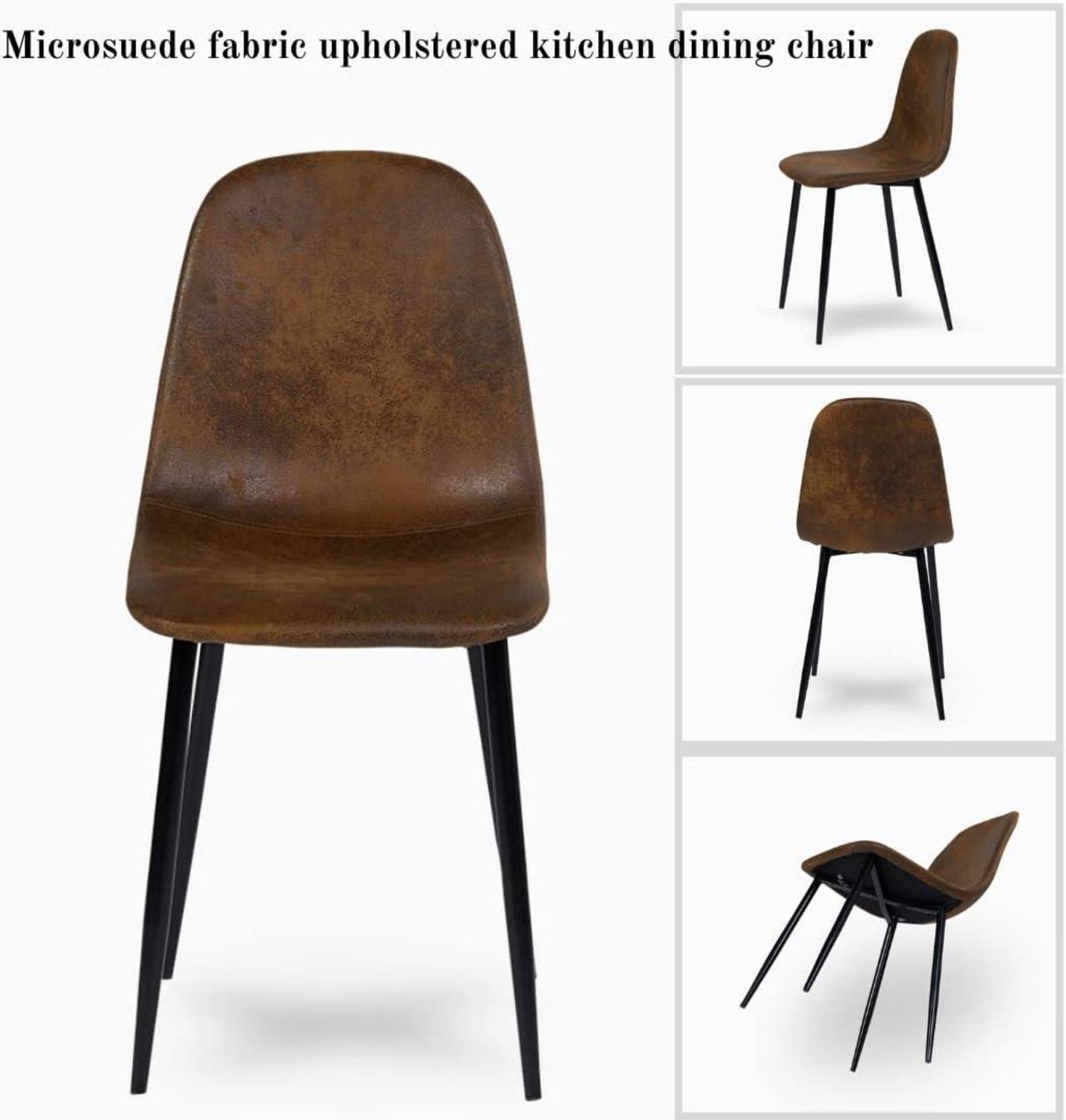 Homy Casa 4er Set Esszimmerstühle Vintage Wildledersitz Schwarz