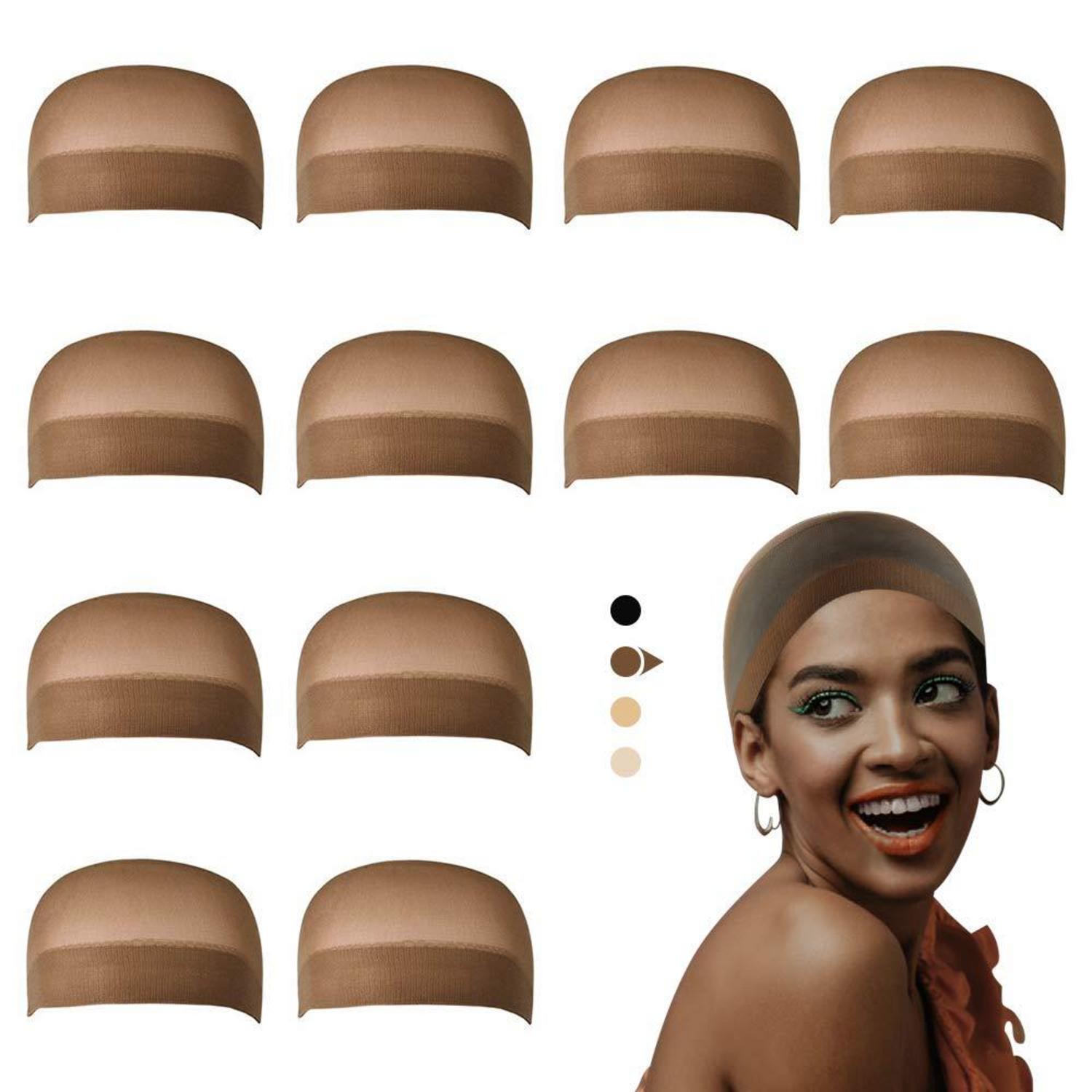 Haarnetz Wig Cap Perückennetz Rutschfest Braun Set 12 Stk