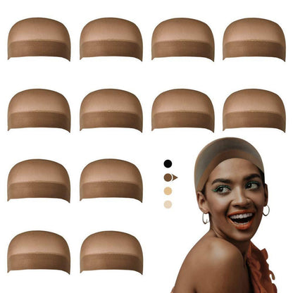 Haarnetz Wig Cap Perückennetz Rutschfest Braun Set 12 Stk