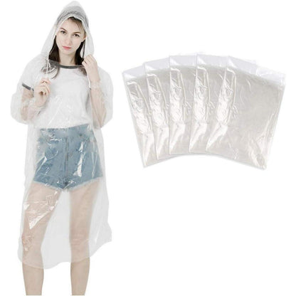 Einweg Regenponcho Transparent 5 Stück Kapuze Regencape