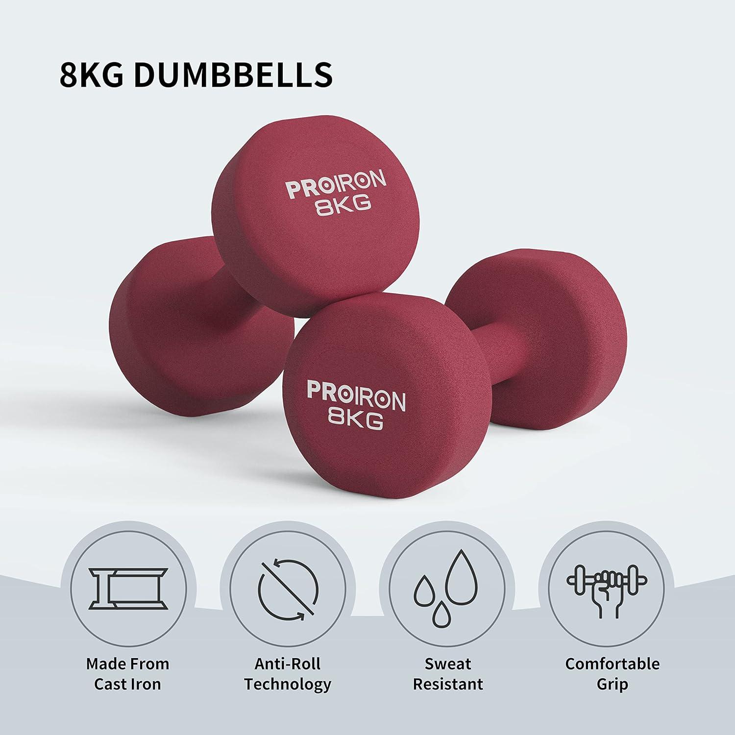 PROIRON Neopren Kurzhantel Set 2er-Set 2x8KG für Frauen