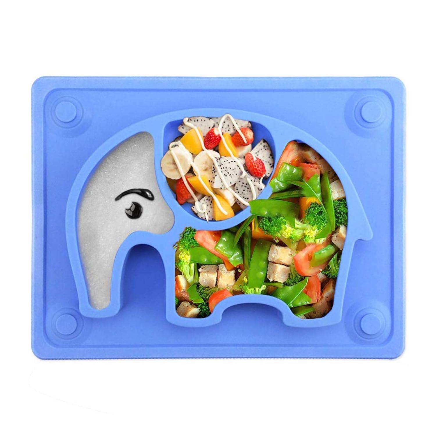 Silikon Babyteller Rutschfest Elefantenform 26x20x3 cm - Blau