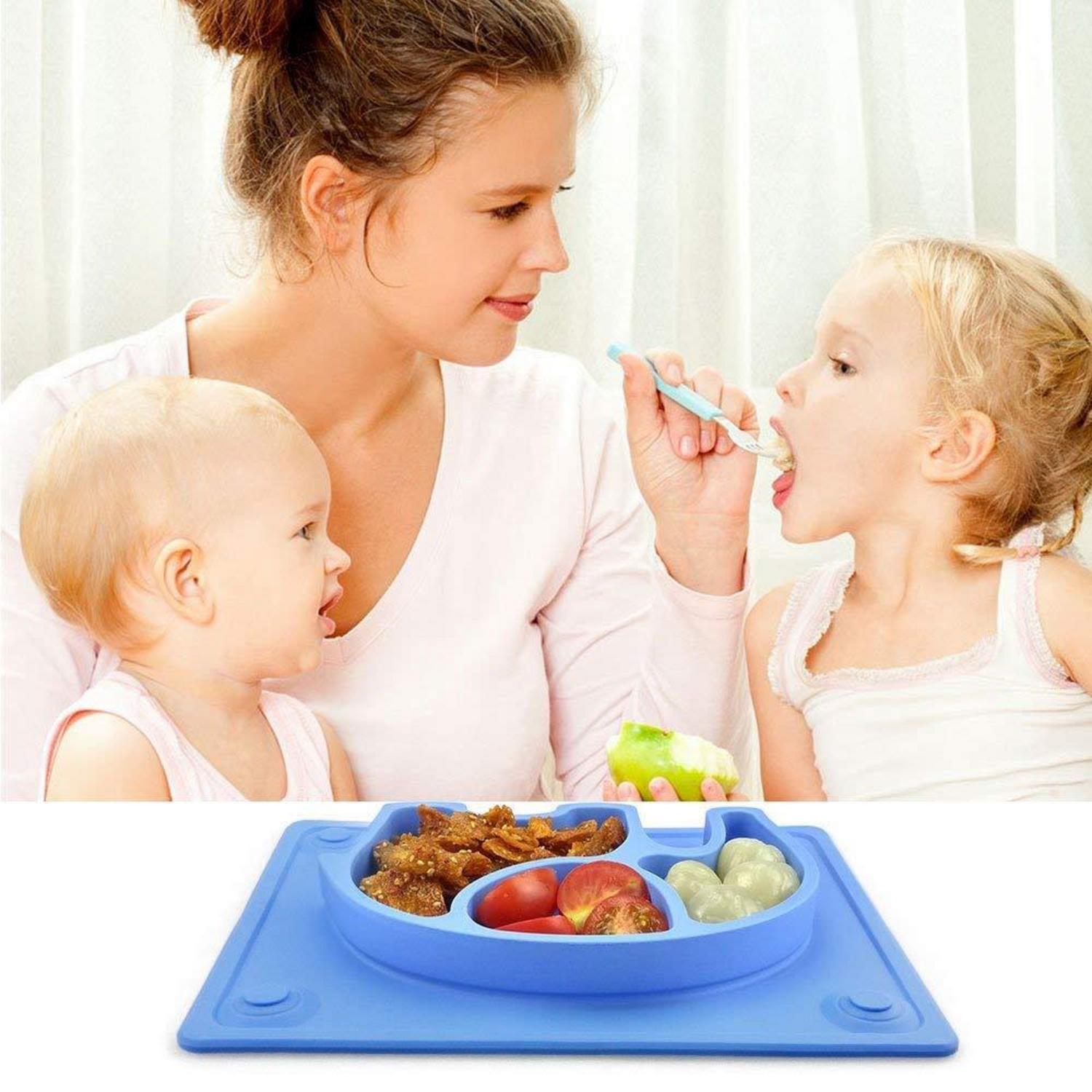 Silikon Babyteller Rutschfest Elefantenform 26x20x3 cm - Blau