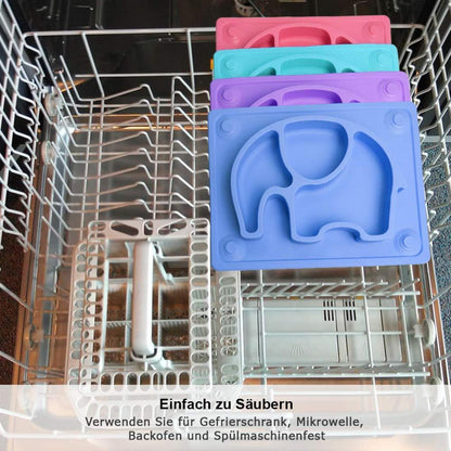 Baby Teller Silikon Rutschfester Elefanten Form Tischset 26x20x3cm Blau