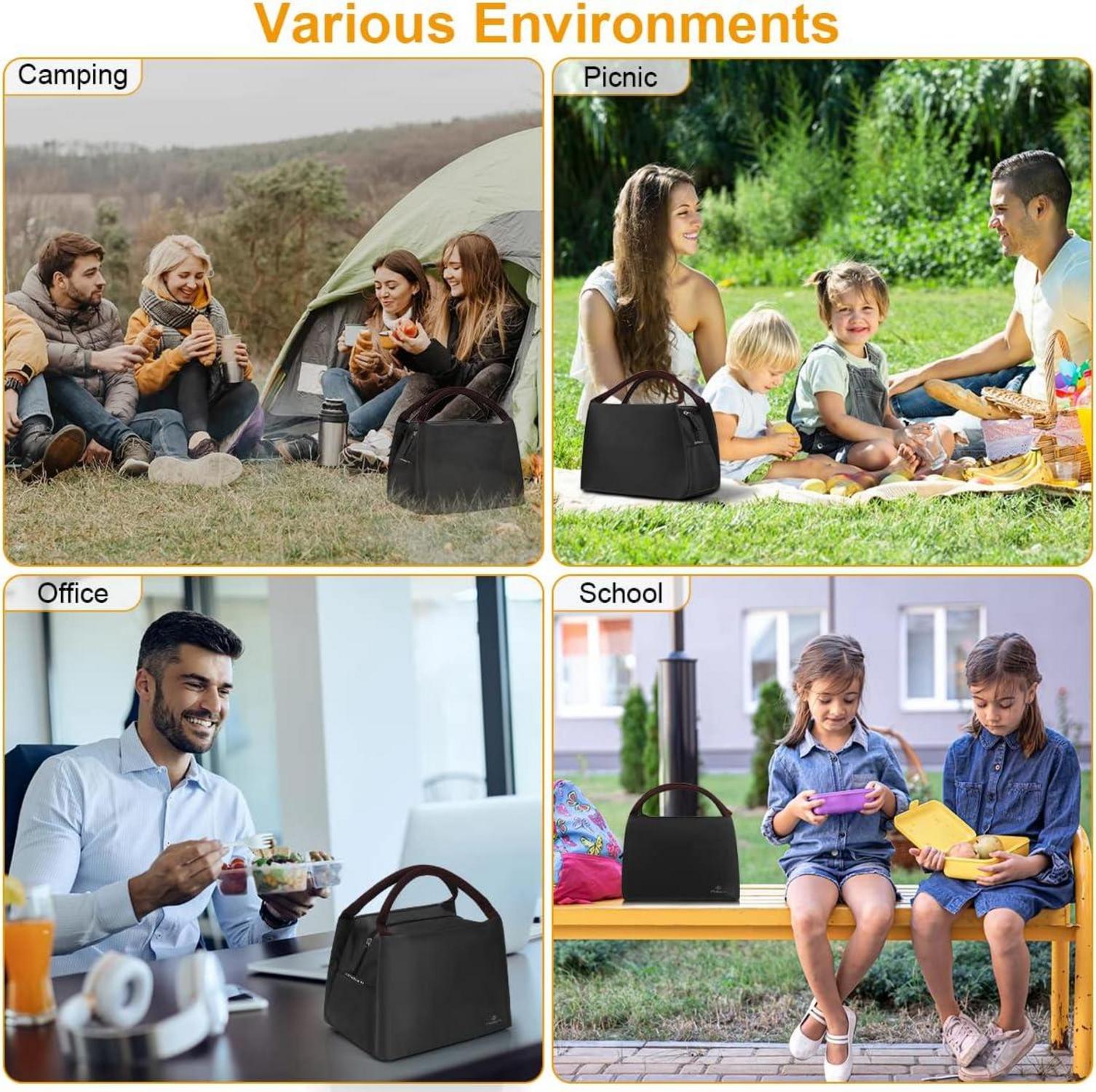 Lunchtasche Thermotasche Isoliertasche Schwarz 7.6L wasserdicht