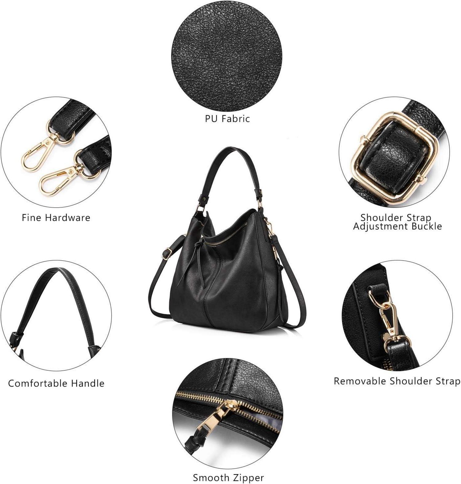 Handtasche Damen Lederimitat Umhängetasche Hobo Schwarz