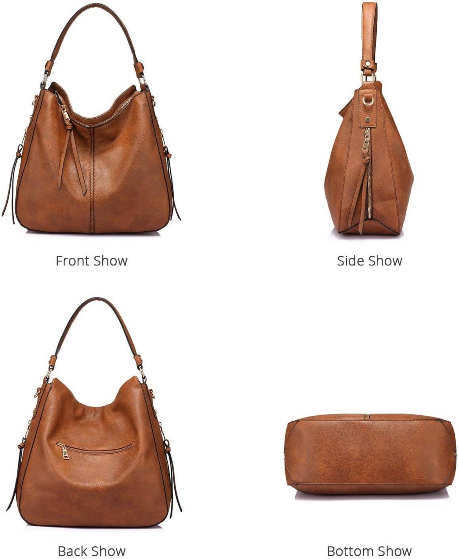 Realer Damen Handtasche Lederimitat Umhängetasche Hobo Braun