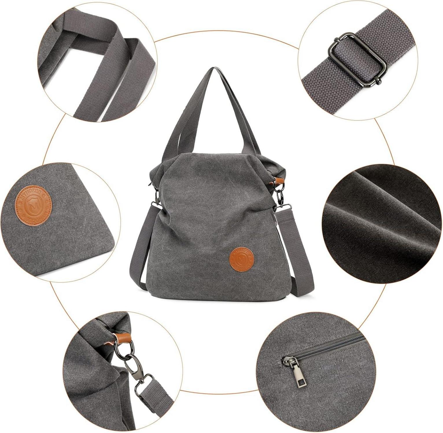 Myhozee Damen Canvas Umhängetasche Strandtasche Crossover Bag