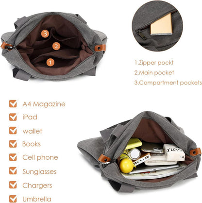 Myhozee Handtasche Damen Canvas Umhängetasche Crossover Bag