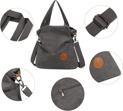 Damen Canvas Handtasche Umhängetasche Strandtasche Crossover Bag