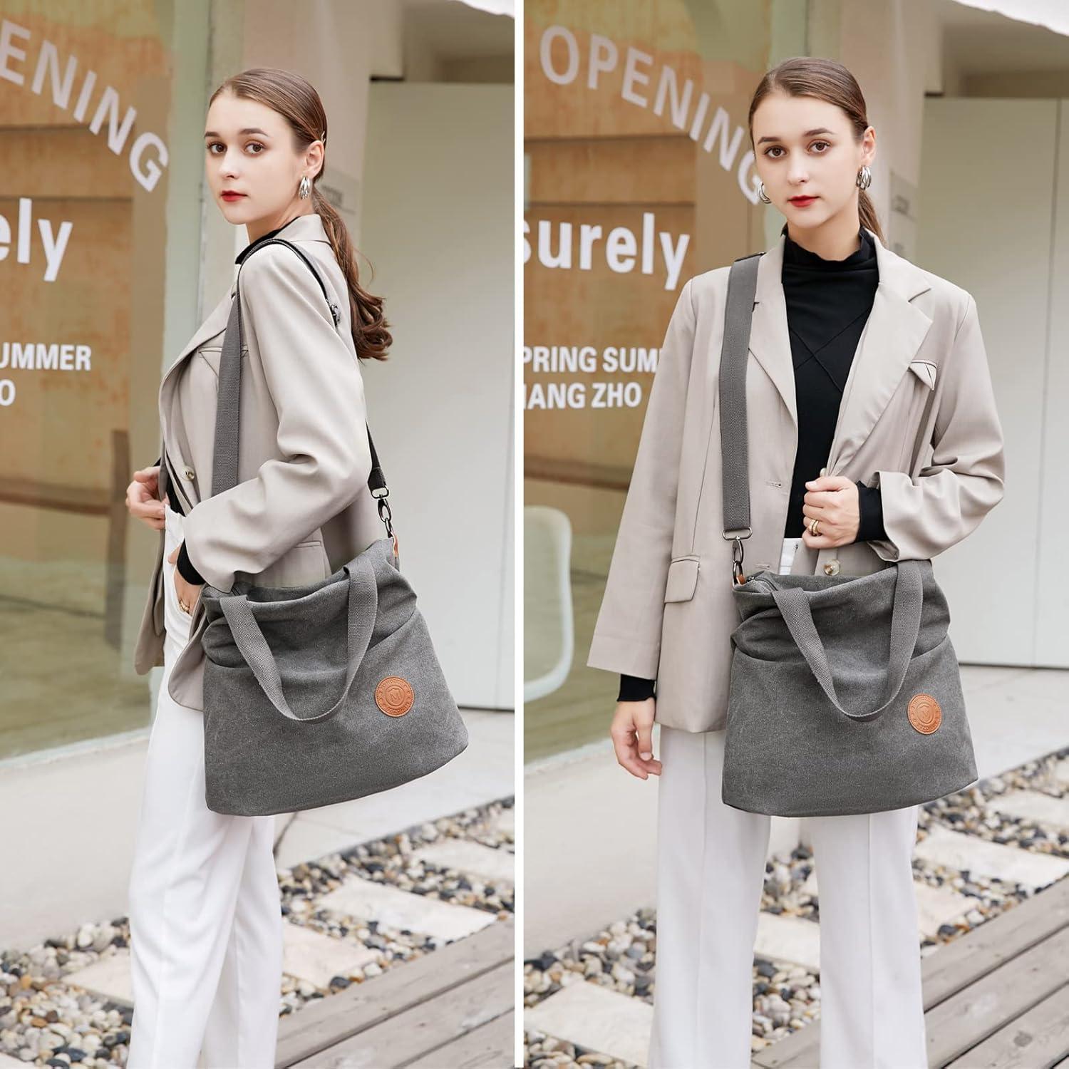 Damen Canvas Umhängetasche Strandtasche Schultertasche Crossover Bag