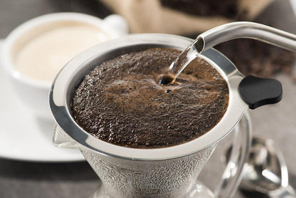 Pour Over Kaffeebereiter 1L Glas Edelstahl Filter Korkdeckel