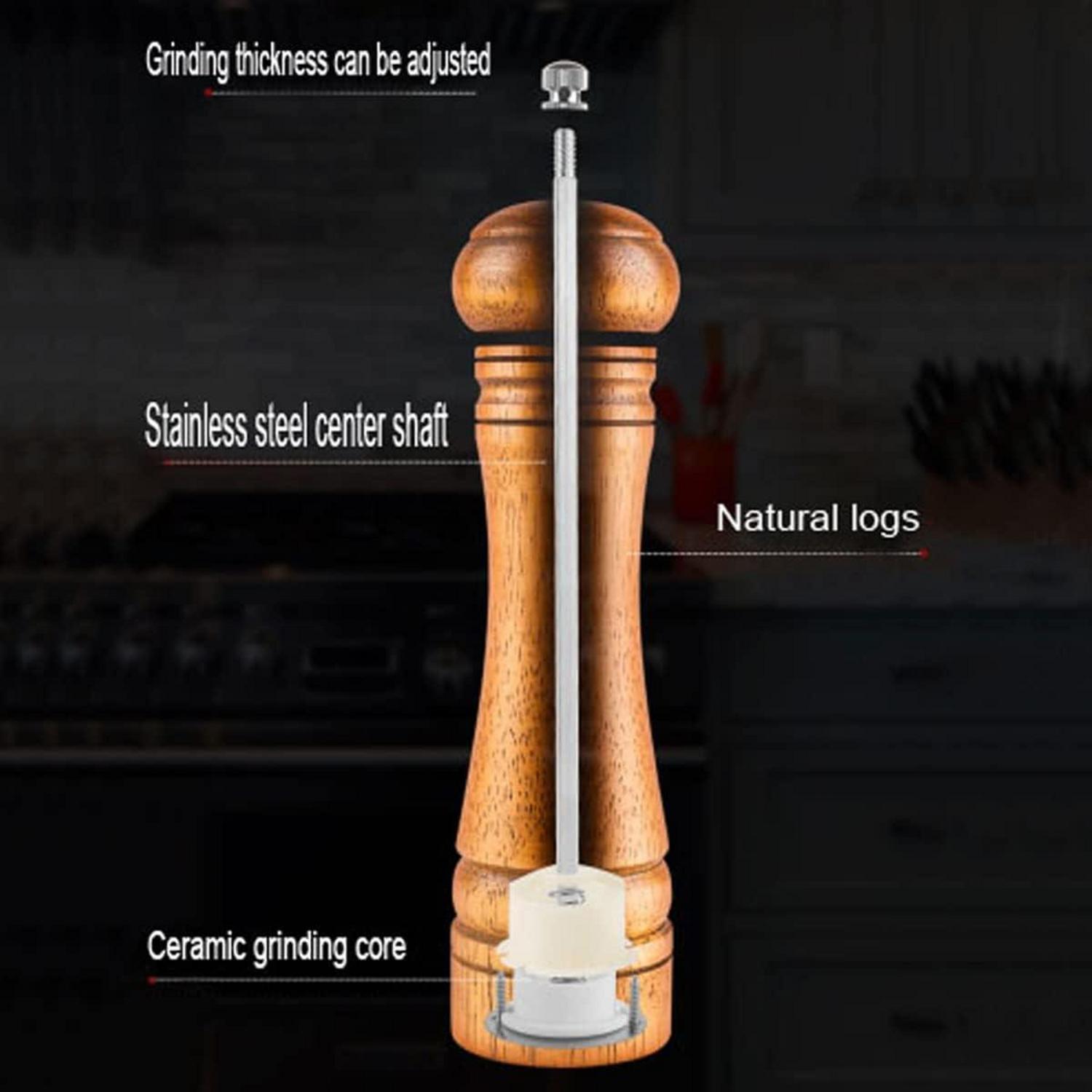 Holz Pfeffermühle Gewürzmühle Salzmühle Set Keramikmahlwerk 8 Zoll