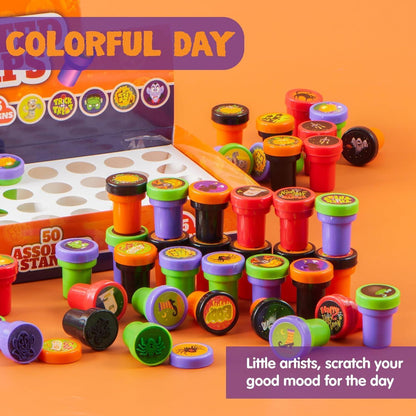 Halloween Stempel Set Kinder Selbstfärbend 50 Stück mit 25