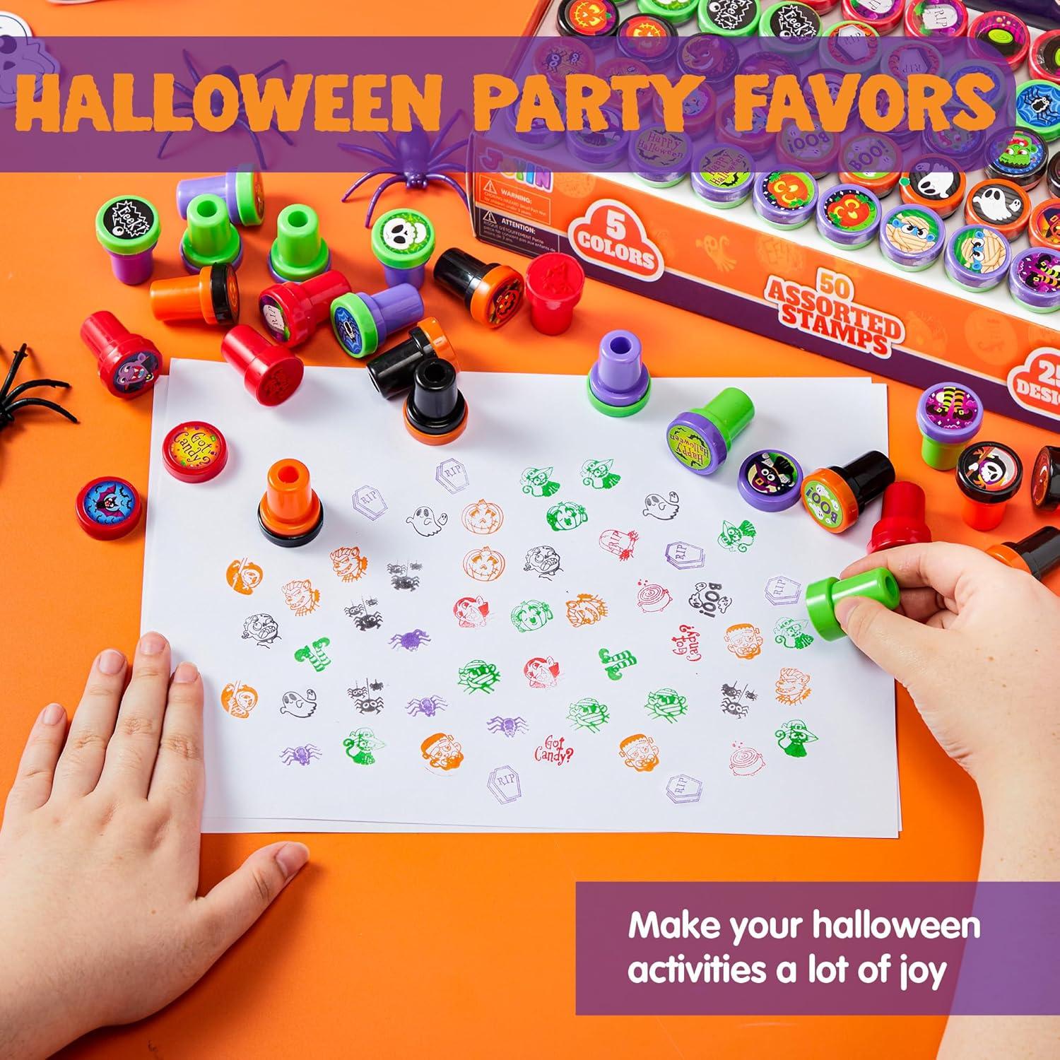 Halloween Stempel Set für Kinder Selbstfärbend 50 Stück mit 25 Designs