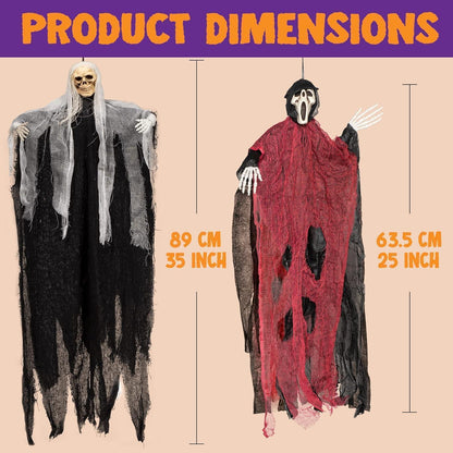 Halloween Dekoration: 3 Stück hängende Skelett Gespenst