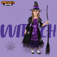 Deluxe Hexe Halloween Kostüm Set Mädchen lila Größe M 8-10