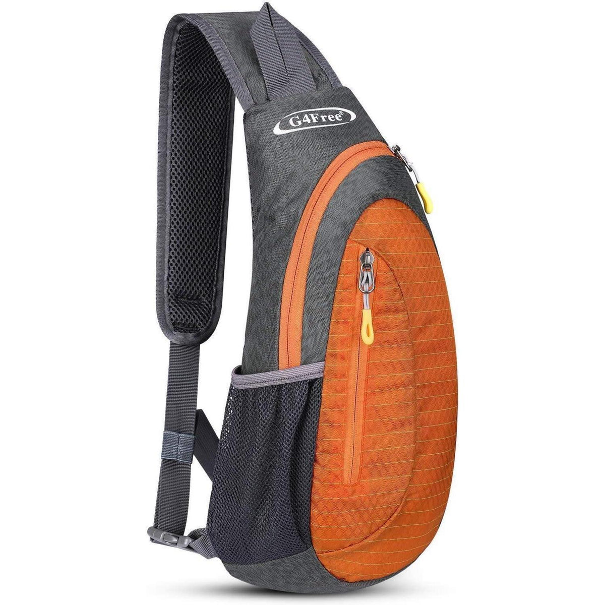Leichte Brusttasche Grau/Orange | Sling Rucksack für Wandern & Radfahren
