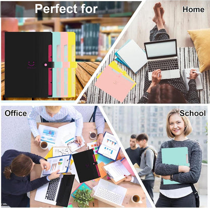 Fächermappe A4 Dokumentenmappe Erweiterbar Tragbar 5 Taschen Büro Ordner