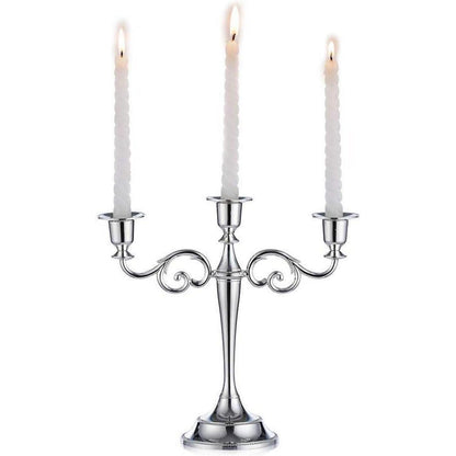 Moderne Silber Aluminium Kerzenständer 3-armig 11x27cm deco
