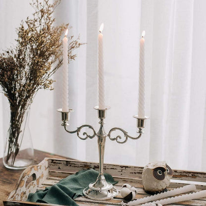 Moderne Silber Aluminium Kerzenständer 3-armig 11x27cm deco