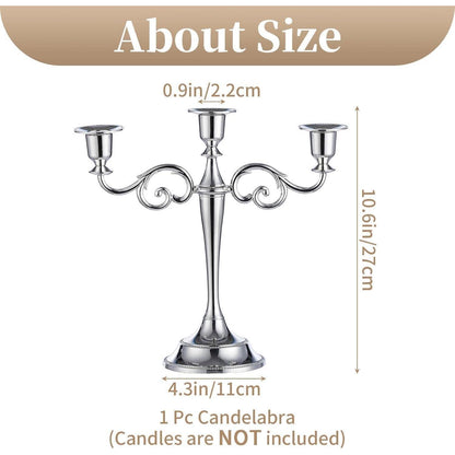 Moderne Silber Aluminium Kerzenständer 3-armig 11x27cm deco