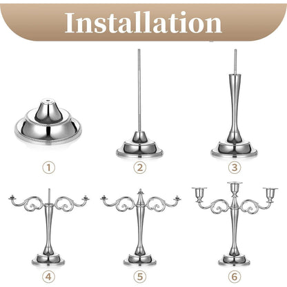 Moderne Silber Aluminium Kerzenständer 3-armig 11x27cm deco