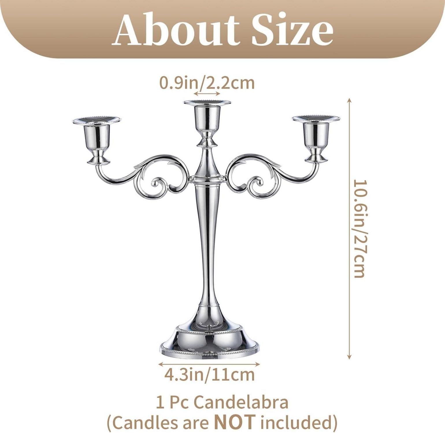 Sziqiqi Aluminium Kerzenständer Silber 3-armig 11*27cm - Hochwertige Tischdeko und Hausdeko