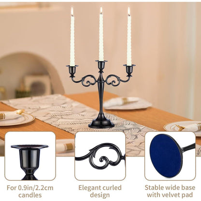 Aluminum Kerzenständer Schwarz Glänzend 3-Armig 11*27cm