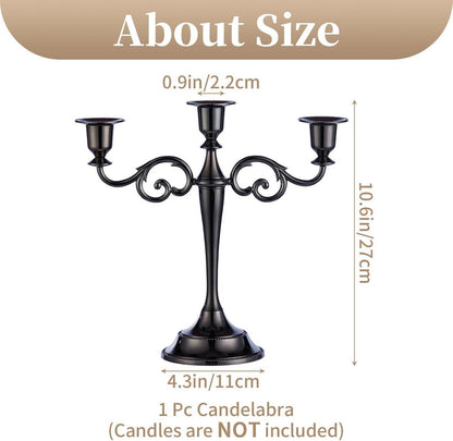 Sziqiqi Aluminium Kerzenständer Schwarz glänzend 3-armig 11x27cm - Hochzeit Esstisch Haus Deko