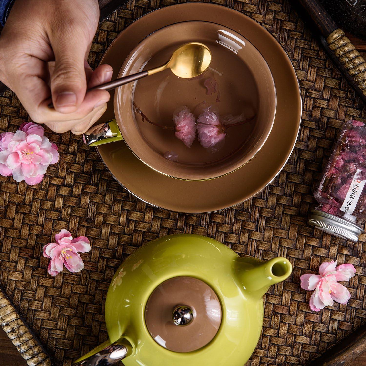 3-teiliges Porzellan Tee Kaffee Set in Grün, Geschenkverpackung