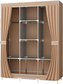 Stoffkleiderschrank Faltschrank Braun mit extra Bodenplatz