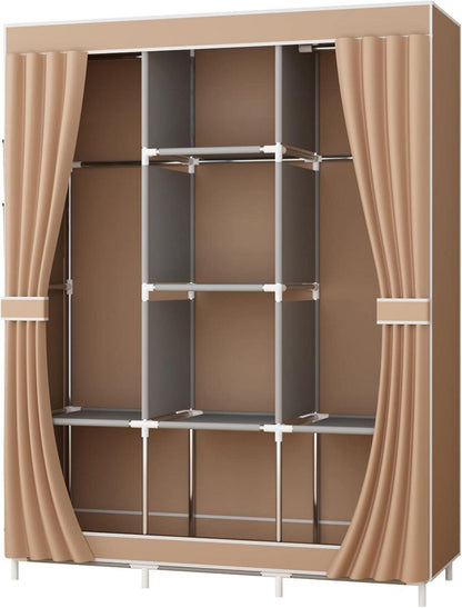 Stoffkleiderschrank Faltschrank Braun mit extra Bodenplatz
