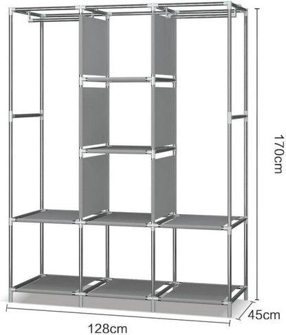UDEAR Einfacher Stoff-Kleiderschrank Braun - Extra Boden