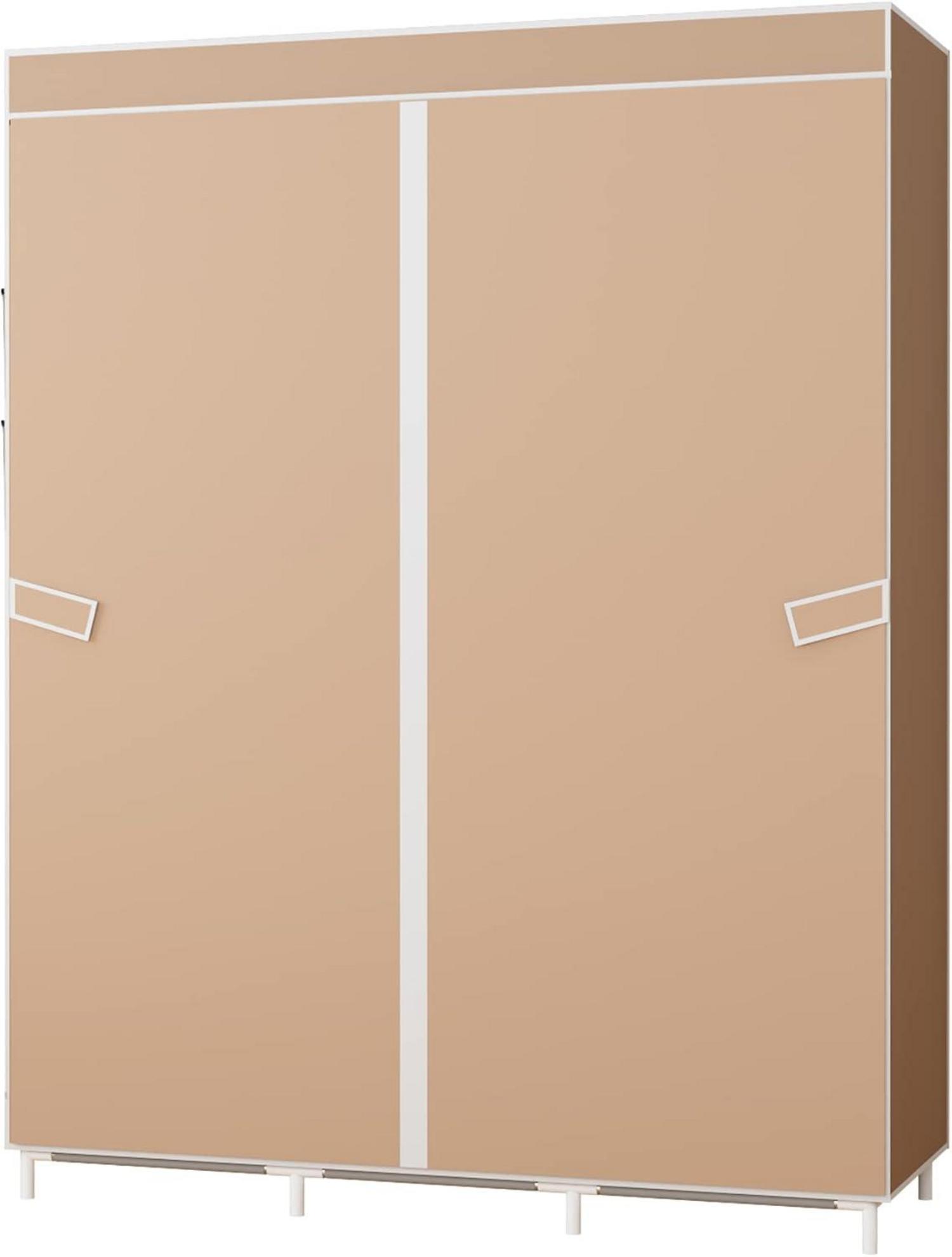 Stoffkleiderschrank Faltschrank Braun mit extra Bodenplatz