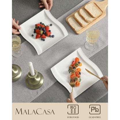 Porzellan Speiseteller Flachteller Set CremeWeiß 6-teilig